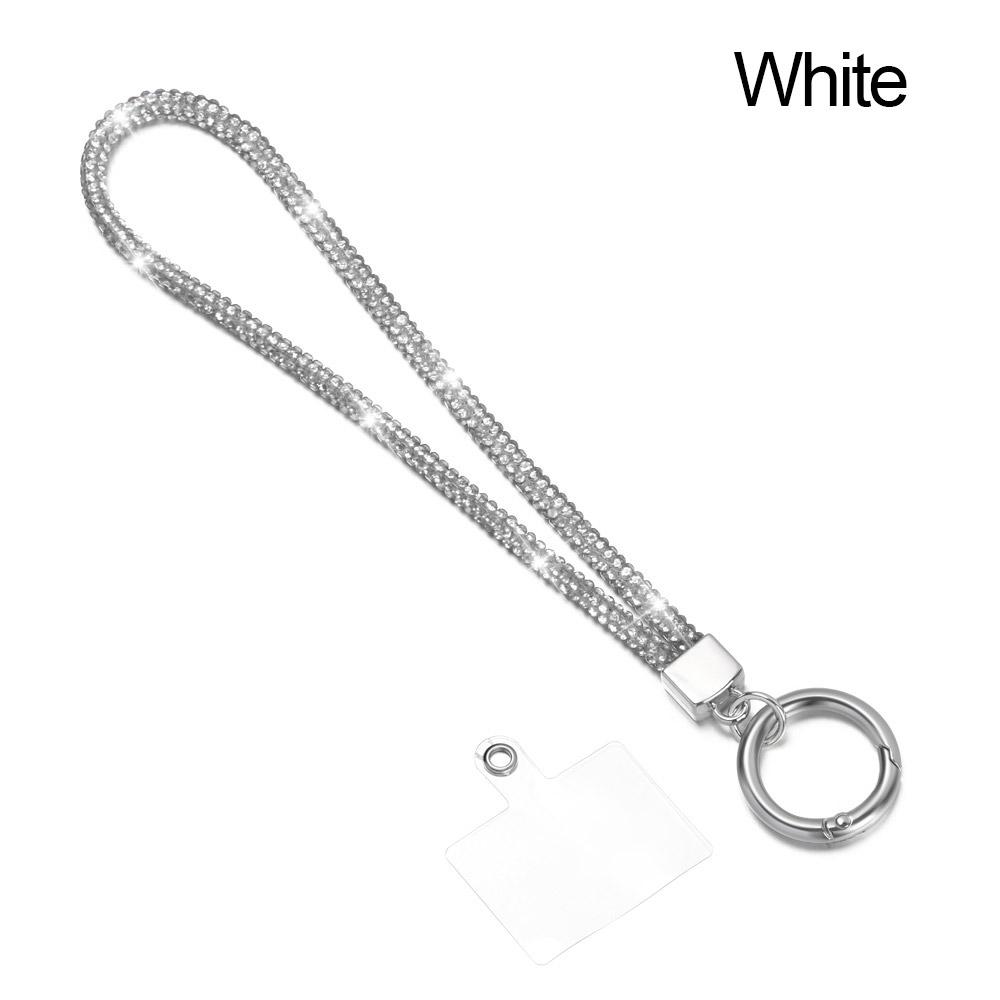 

Glitter Rhinestone Phone Lanyard Phone Diamond Crystal Wrist Straps Keychain Hanging Anti-lost Rope Mobile Phone Accessories белый