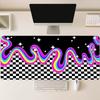 Neon Rainbow Black White Checkerboard Y2k Stars Oversized Gaming Mouse Pad Non Slip Rubber Base Desk Mat For Kawaii Style