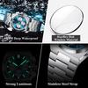 POEDAGAR 970 Fashion Date Quartz Watch Waterproof Luminous Hands Chronograph Reloj Stainless Steel Leather Business Wristwatch