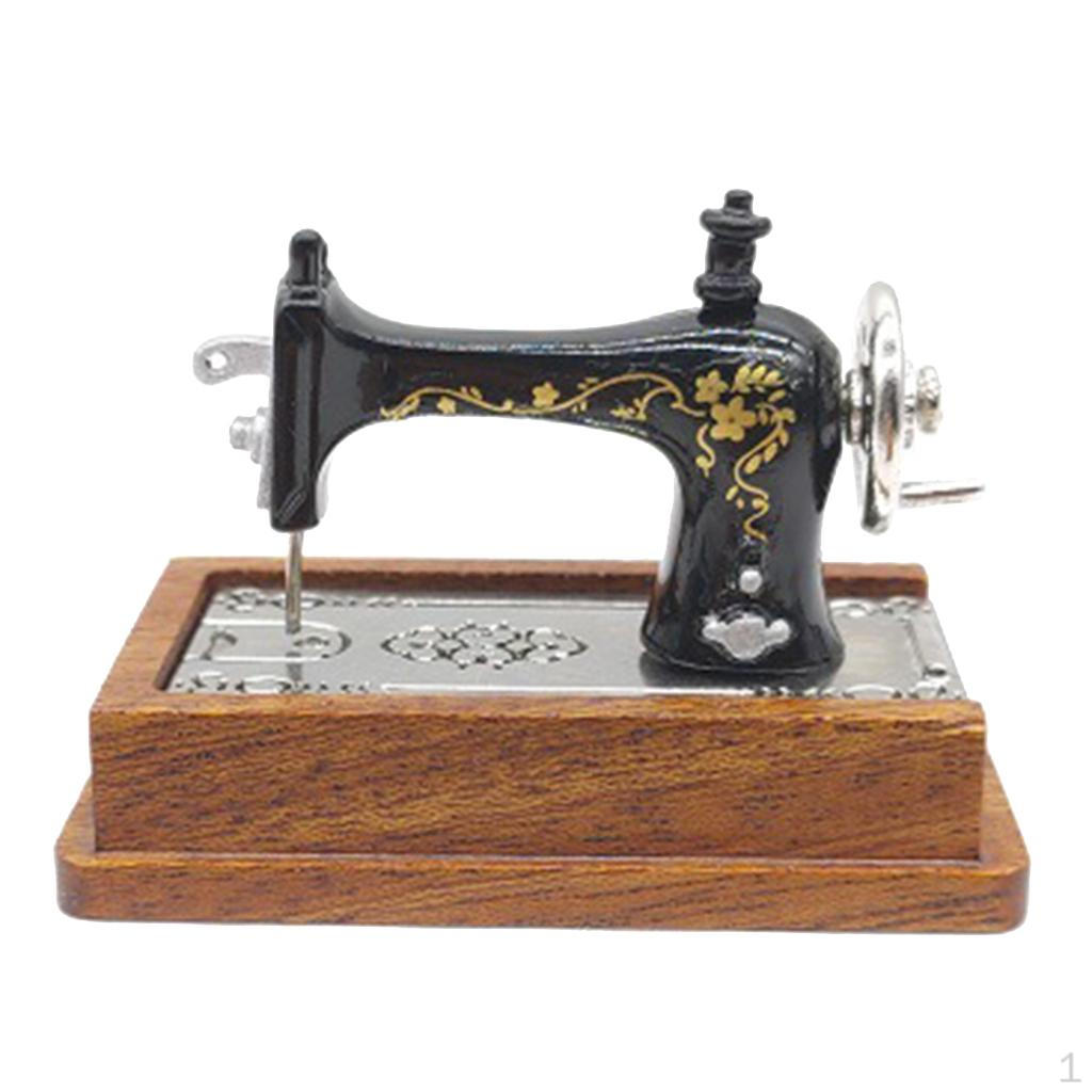 Деревянный кукольный домик Швейная машина Миниатюрный декор Table top 1