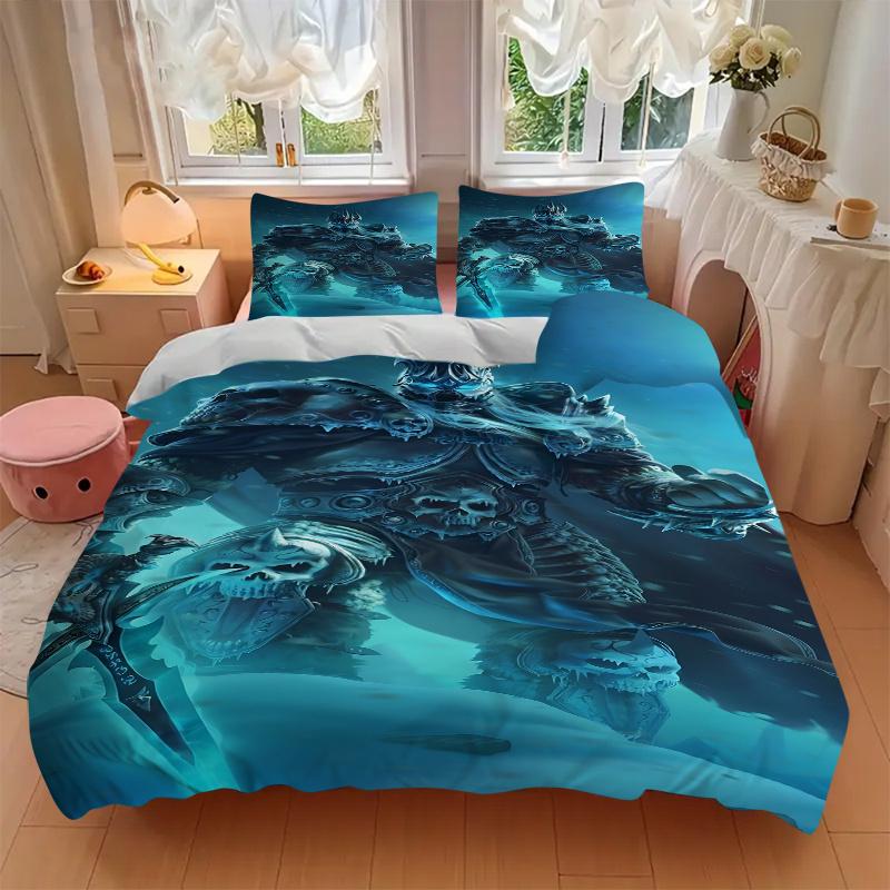 3pcs Icy Armor Fantasy Warrior Home Decor Bedding Set-Perfect for Bedroom, Guest Room, Living Room, Hotel, Holiday Gift, Fans, Travel, Daily