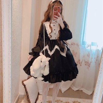 Lolita-stilkjole dame blonder maid prinsessekjole Nydelig japansk dame søtt middels skjørt Langt skjørt mykt skjørt