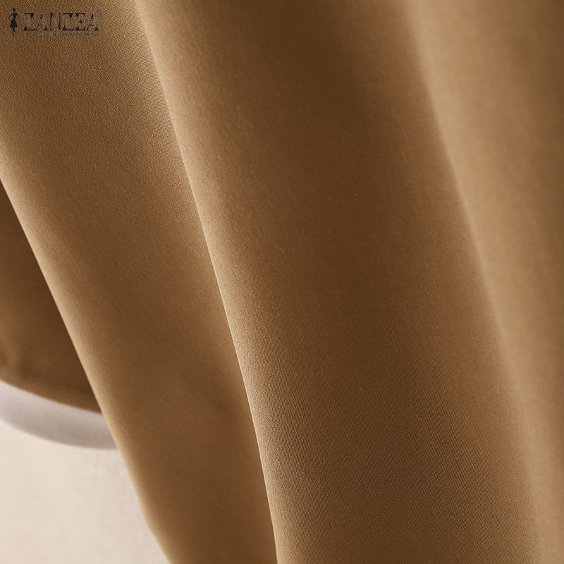 ZANZEA Women Casual Stand Collar Short Sleeve Patchwork Tee Shirts