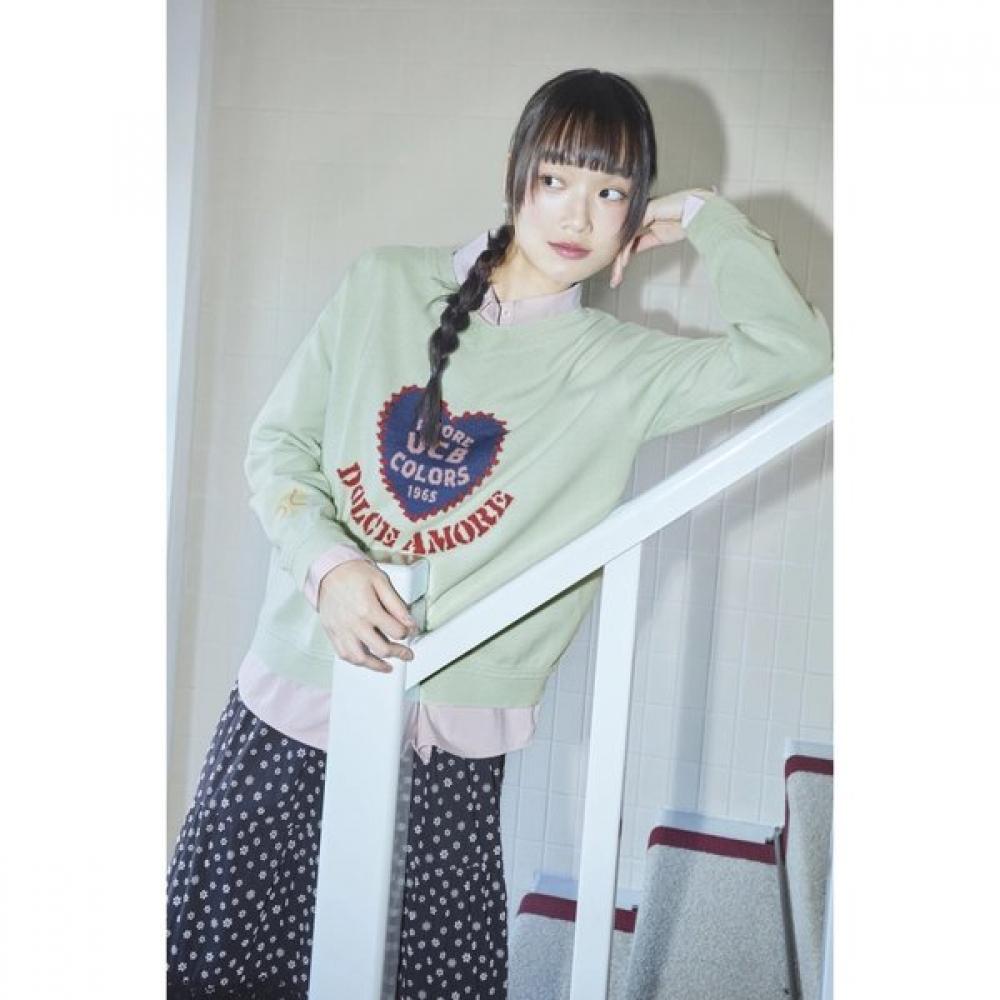 Benetton V Neck Heart Intarsia Knit Bakp04611 BL (blue)/OS