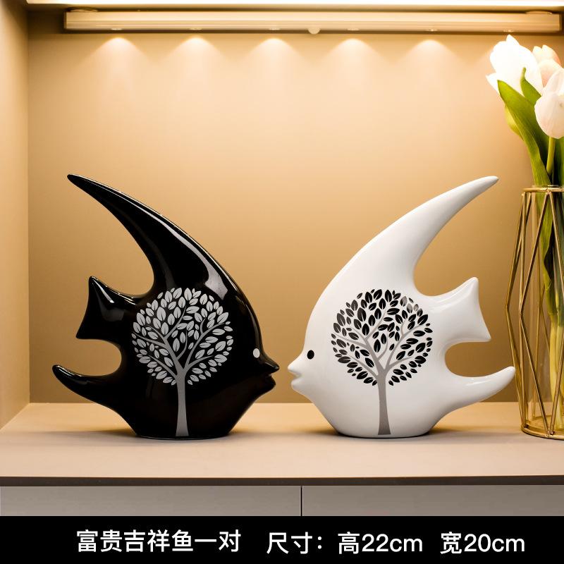 

1 пара Любовник Абстрактные керамические поделки Черный Белый Поцелуй Рыбы Пара Лебедь Фея Домашний декор Украшения, Свадебные подарки Настольное украшение