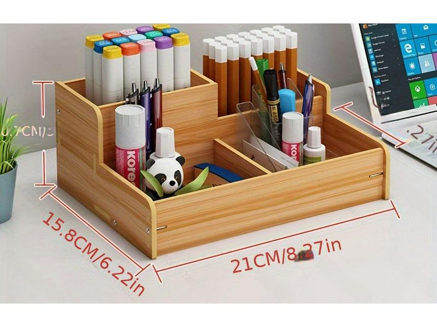 Nordischer Kreativer Holz-Stifthalter: Desktop-Organizer mit großer Kapazität und mehreren Fächern