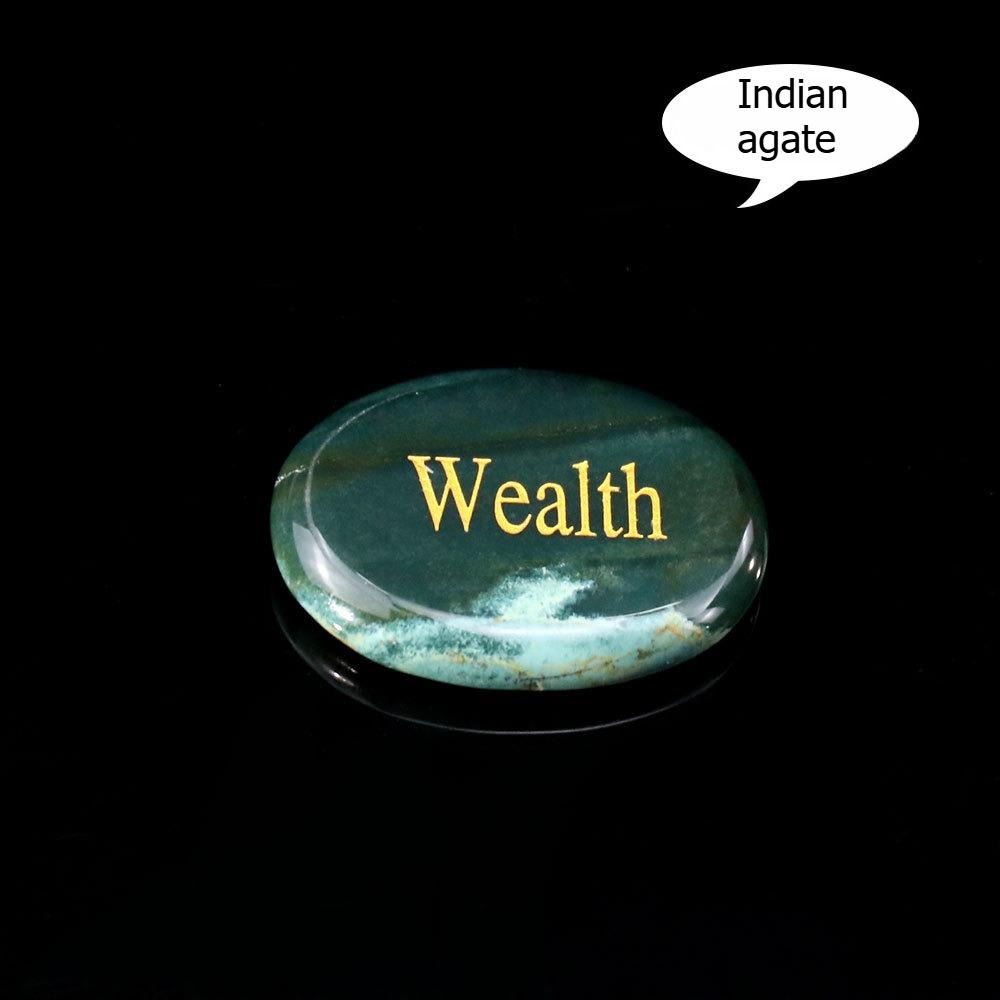 Natural crystal stone, thumb decompression, mixed color, engraving, palm, power stone, oval shape, mixed color crystal piece
