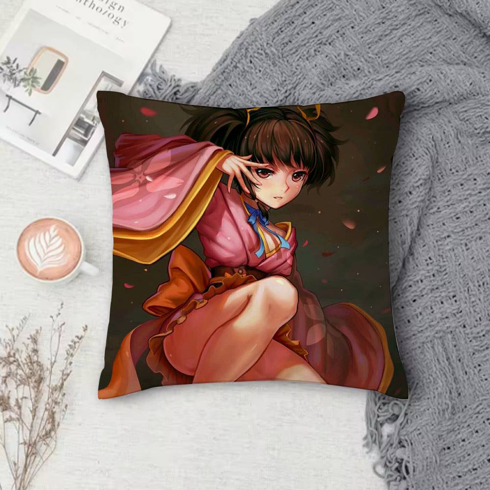 K-Kabaneri Of The Iron Fortress Double-Sided Printed Square Decorative Cushion Cover For Sofa Living Room Home Decor