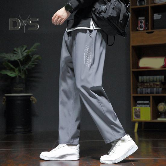 Pantaloni Bărbați Primăvară Toamnă cu Buzunare Laterale Șnur Talie Elastică Picior Larg Pantaloni Subțiri Culoare Solidă Largi Stil Stradal Sport Pantaloni pentru Muncă Zilnic