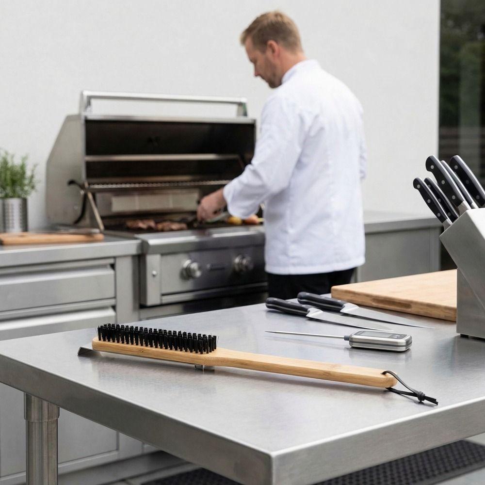 Grill Scraper Grill Cleaning Brush Copper Bristle Oven Cleaner Brush Wire Brush  Grill Maintenance