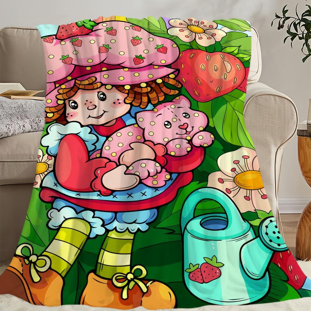 Niedliche S-Erdbeer-S-Shortcake-Decke Hautfreundlicher Komfort Warm Weich Plüschdecke Geeignet Sofa Wohnzimmer Büro Schlafzimmer