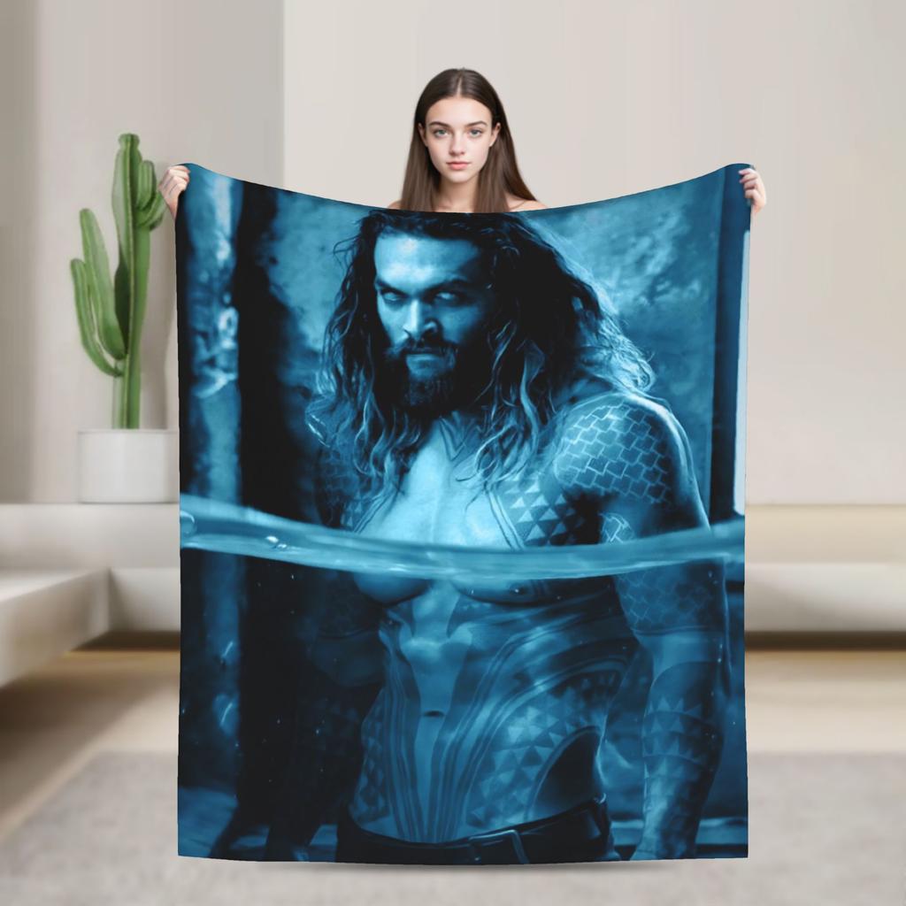Jason Momoa Photo Collage Flannel Blanket Winter Super Warm Throw Blanket for Boy Girl Living Room Bedspread Sofa Bed Cover