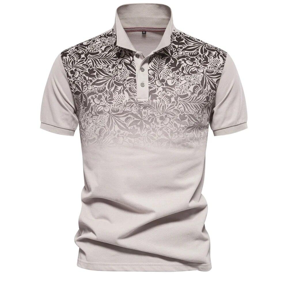 New Design Gradient Printed Cotton Blend Polo Shirts for Men Short Sleeve Summer Fashion Mens Polos