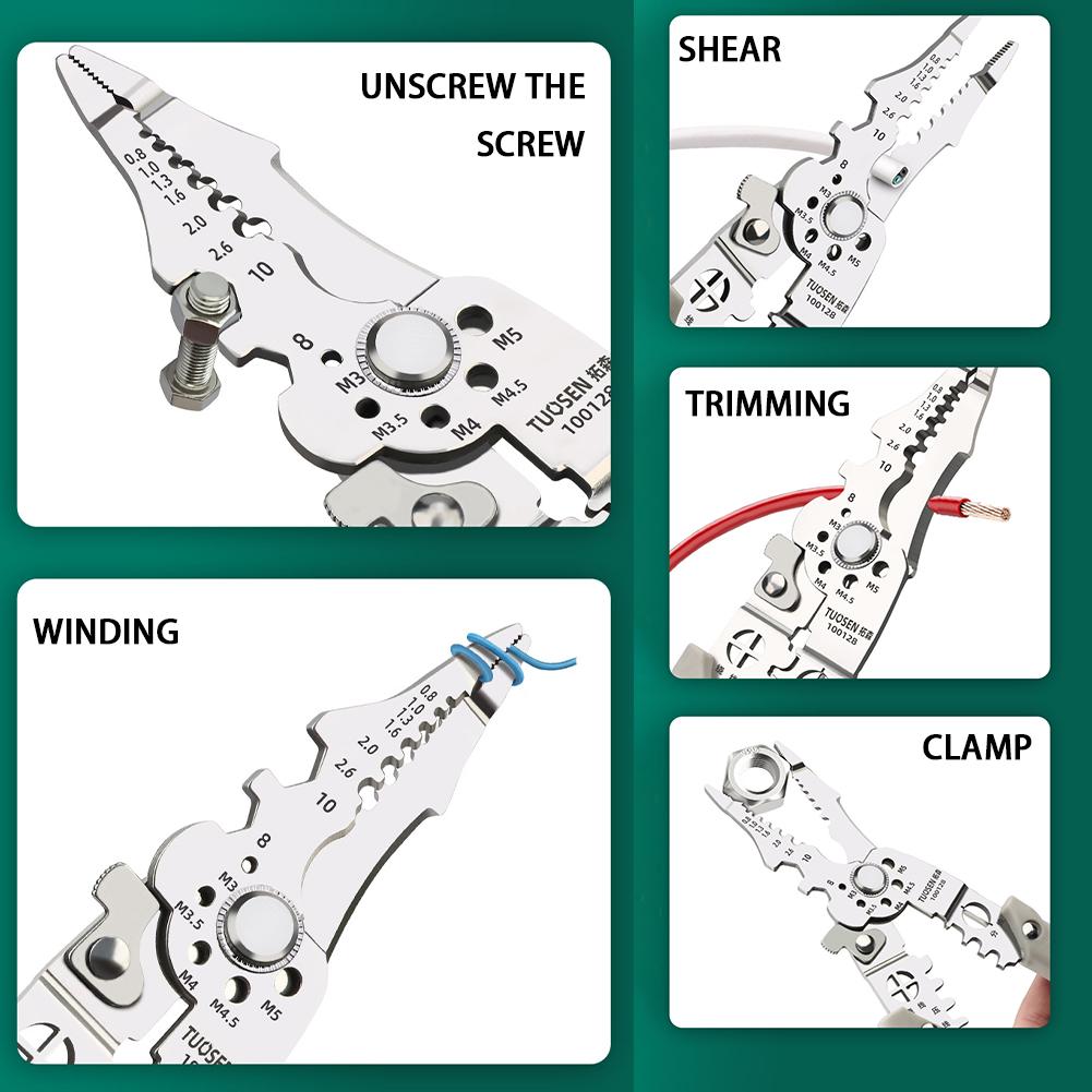 Multifunctional Wire Stripper Pliers, Decrustation Crimper Cable Cutter, Solves Wire Stripping Inaccuracy & Multi-Tool Carrying