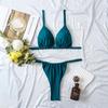 Costum de baie pentru femei, fără mâneci, mozaic triunghi, cu bretele din spate, seturi de bikini din două piese