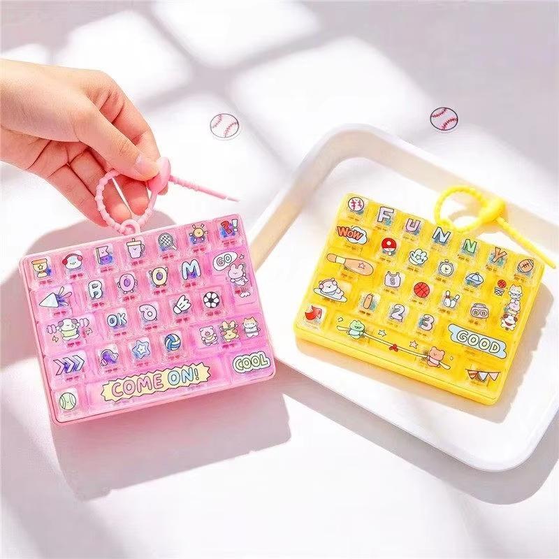 1/2Pcs 26 Key Press Button Stress Relief Toy Cute Portable Decompression Fidget Gadget Lightweight Bag Ornament for Outdoor Use