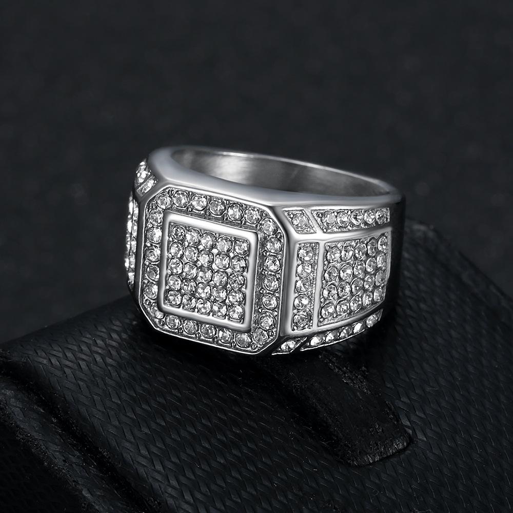 Ring new hip-hop nightclub jewelry gold-plated diamond luxury men's ring