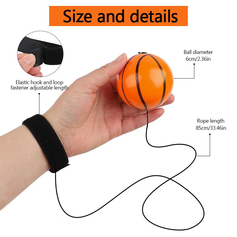 Wrist Strap Bouncy Ball Set with Rope Kids Sports Birthday Party Favors Christmas Gift Reaction Training Football Basketball Toy