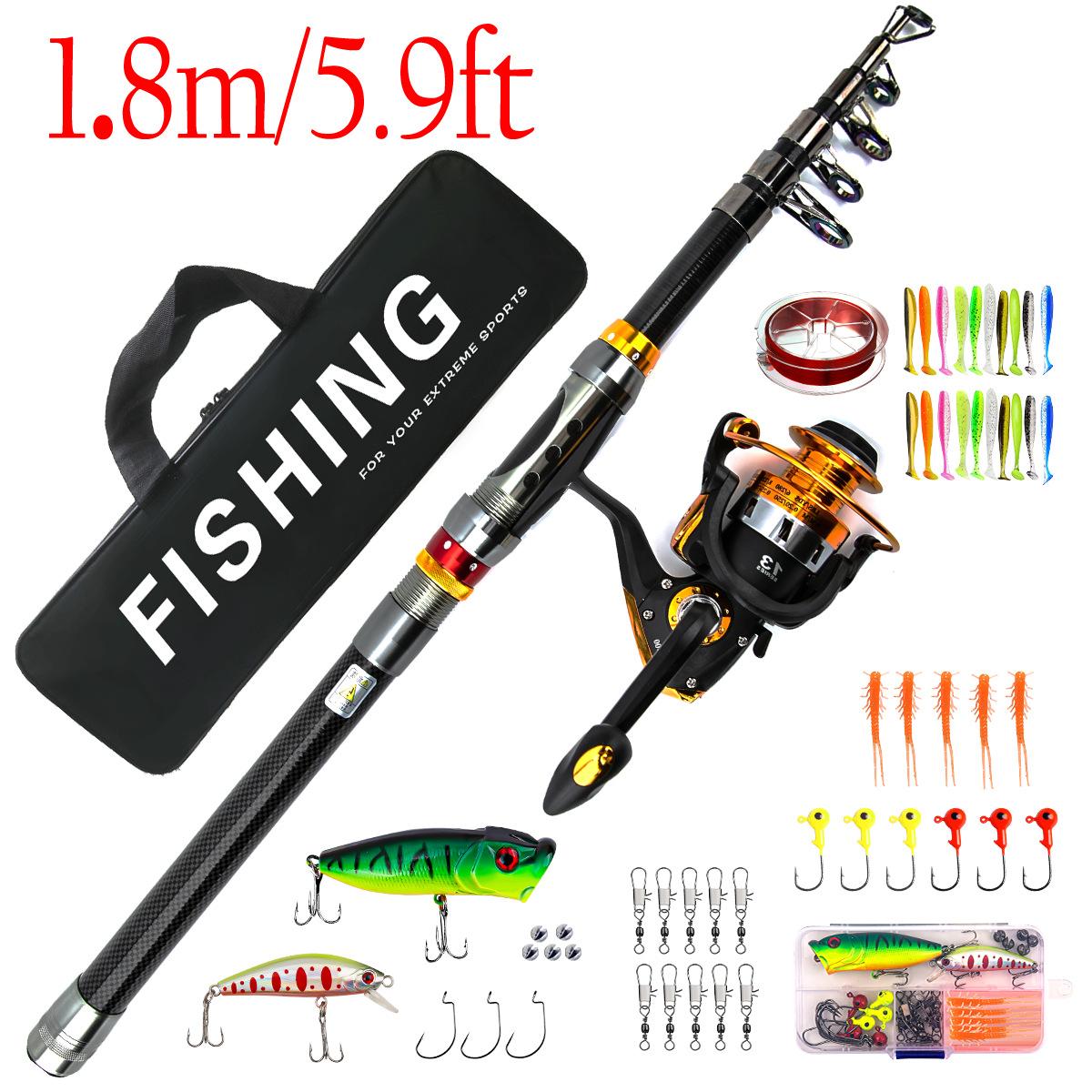 Telescopic Lure Rod Full Set Casting Sea Rod for Bottom Fishing Long Rod for Sea Fishing Gear Combination 1.8 m