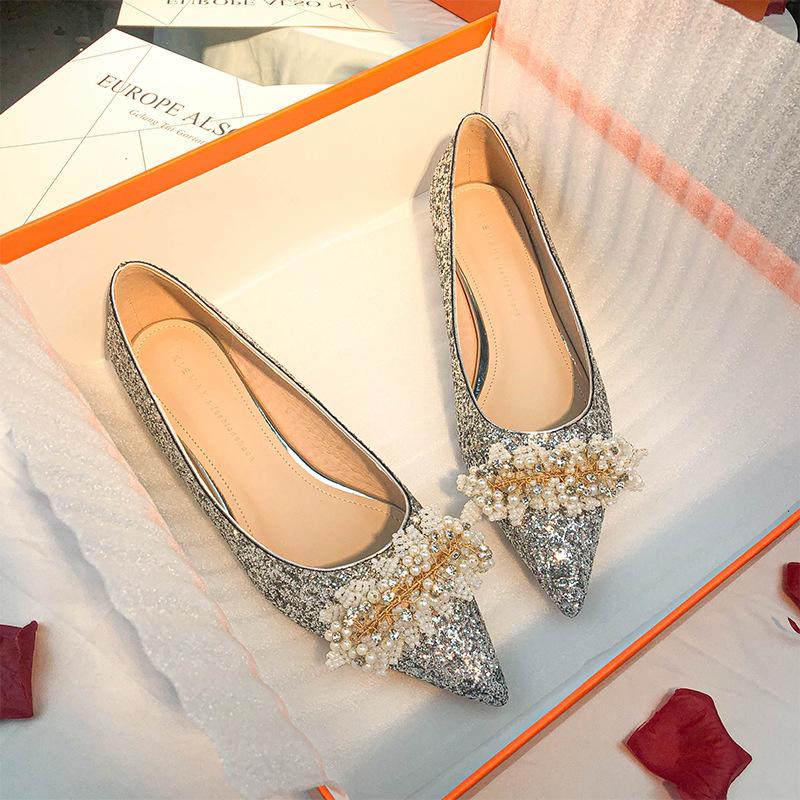 

Туфли-лодочки цвета шампанского, свадебные туфли высокого класса для невесты, свадебное платье Hexiu, два варианта носки, не устают 40