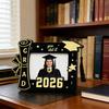 Wooden Photo Frame, Standard Size Graduation Picture Display, Black Gold with Rear Stand, Grad 2026 Picture Holder for Graduation Keepsake