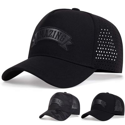 Letter AMAZING Leather Label Baseball Cap Mesh Hip Hop Caps Men's Breathable Sunscreen Hat Unisex Hats Hiking Cap