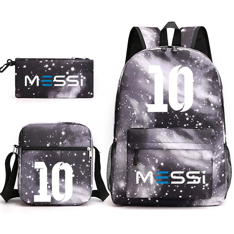 Messi Macy Printed School Bag 3-Piece Casual Pencil Bag Shoulder Bag Backpack