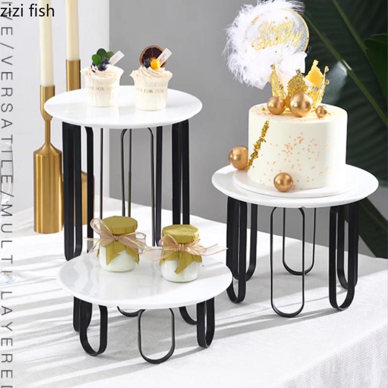 Metal Ceramic Cake Stand High Footed Dessert Plate Dim Sum Rack Bread Plate Fruit Plates Refreshments Tray Sushi Plates