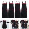 4Pcs Cooking Apron with 2 Pockets Kitchen Apron Black Red Chef Apron Food Service Apron for Hotel Restaurant Kitchen