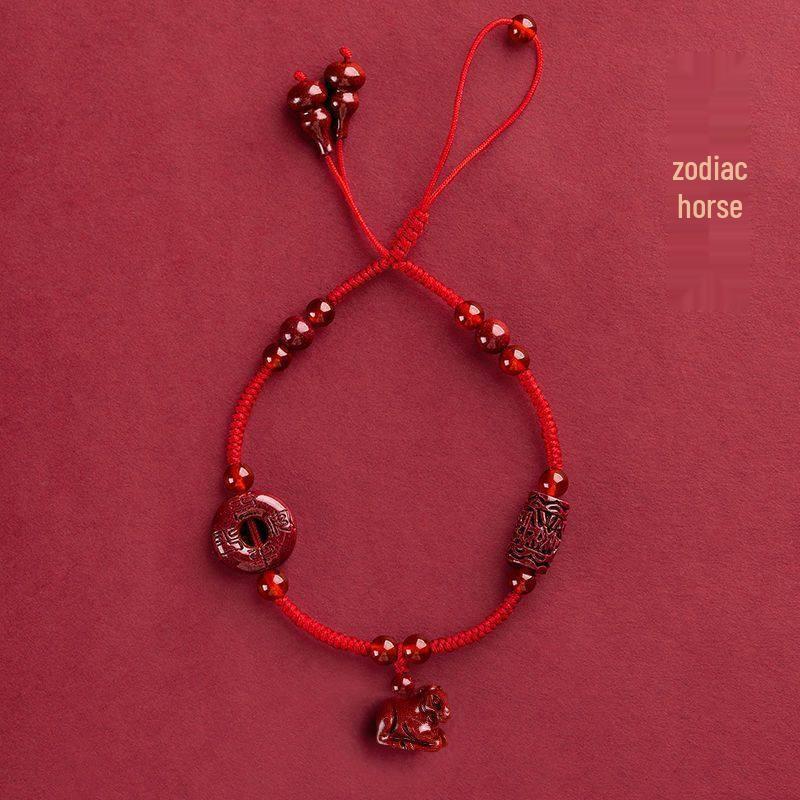 Cinnabar Zodiac Red String Anklet - 2023 Safe Knot Bracelet, Birth Year Woven Foot Rope with High-End Feel