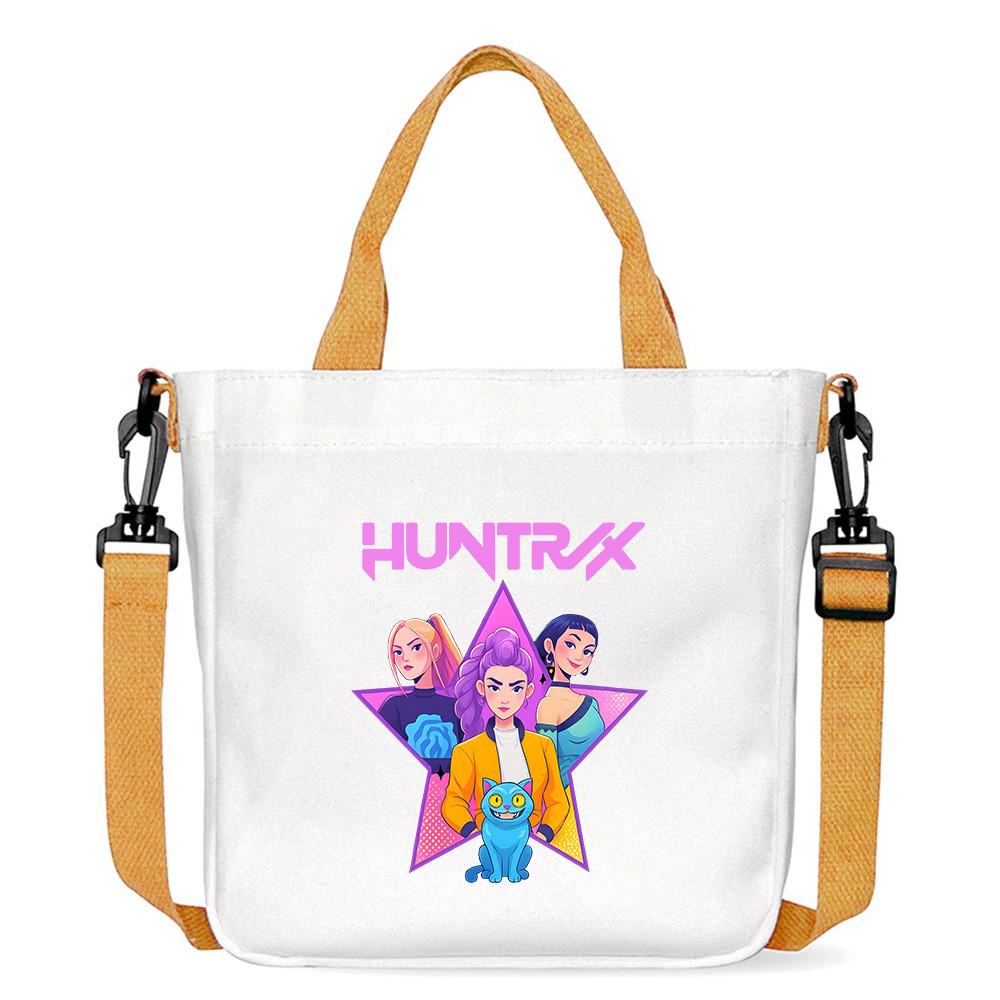 Kids Girls Kpop Hunters Derpy Rumi Zoey Mira Printed Student Lightweight Crossbody Bag Casual Canvas Shoulder Bags
