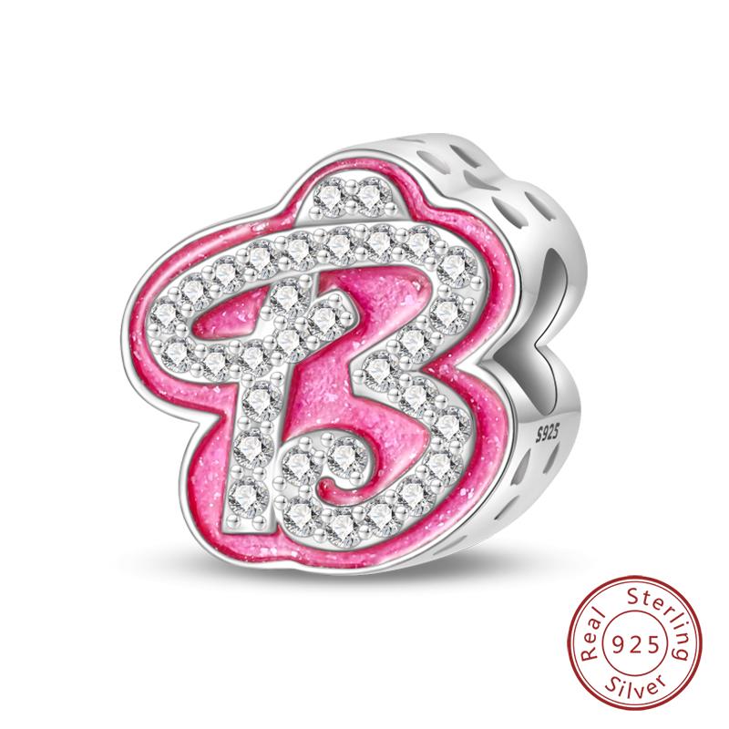 Copper Princess Pink 26 Letters Charm Bead Charms Bead Charms 3mm Do It Yourself Birthday Fine Jewellery Making