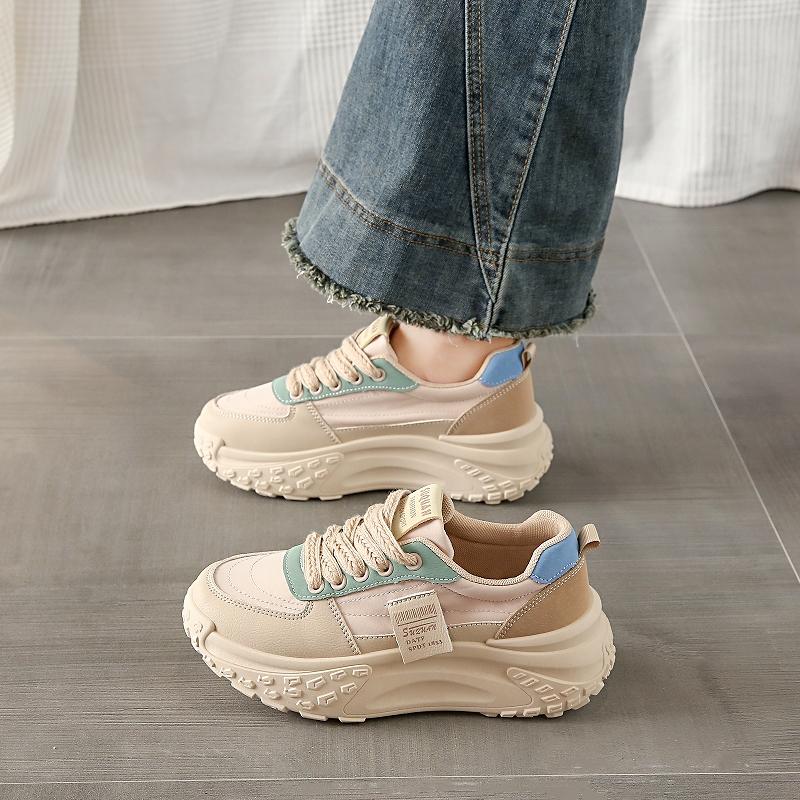 

Fashion CRLAYDK Designer Chunky Sneakers for Women Lace Up Platform Walking Shoes Fashion Casual Ladies Running Sports Leather Tennis 35