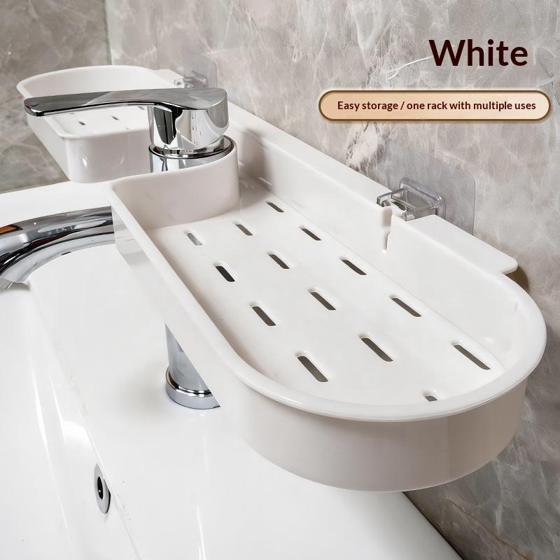 U Shaped Faucet Storage Organizer No Drill Wall Mounted Plastic Shelf for Home Kitchen Sink Bathroom Accessories Holder 1Pcs