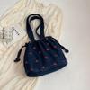 Women's Crossbody Bag Cherry Embroidery Shoulder Bag Commuter Small Tote Bag