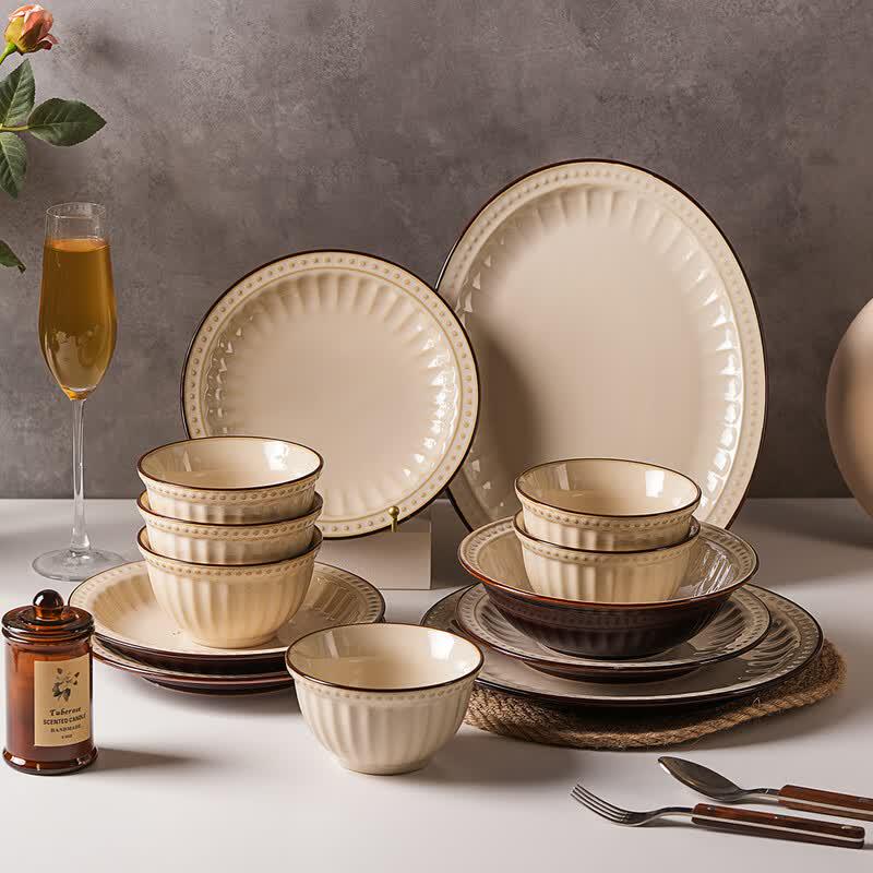 Vintage Ceramic Dinnerware Set for 2-3 Persons