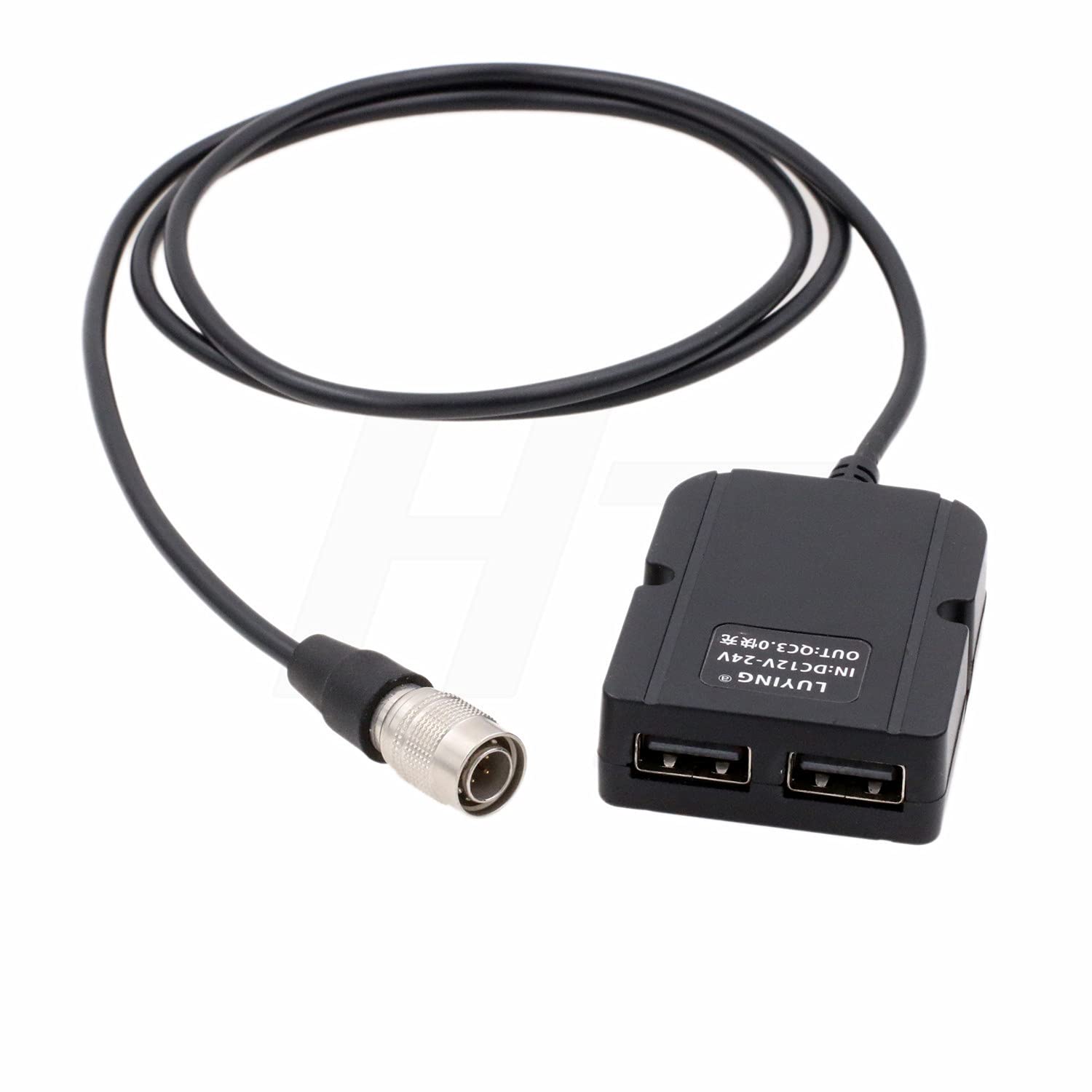 

HangTon Hirose 4 Pin to Dual USB QC3.0 12V Power Splitter Cable for Hawk-Woods Power Adapter to Radio Mic Recorder Mixer Smartphone (60cm)