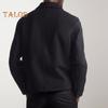 Men Jacket Lapel Long Sleeve Single Breasted Middle-aged Coat with Patch Pocket Solid Color Casual Jacket Outwear
