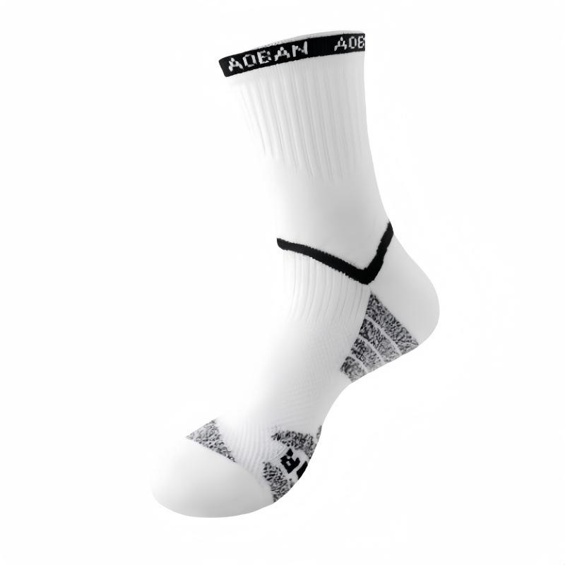 

Мужские хлопковые толстые мочалки для спорта, бега, бадминтона, баскетбола, длинные носки 1 pair чёрный/белый