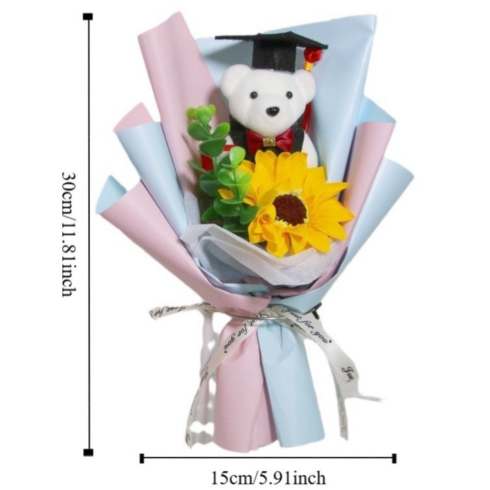 Woven Doctoral Bear Bouquet Plush Bear Crochet Flowers Bouquet  Student Gift