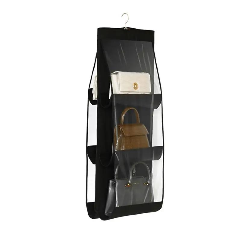 

Multi Layer Wardrobe Organizer -6 Pocket Handbag Hanging Storage Rack, Foldable Design, Space Saving, Easy To Install