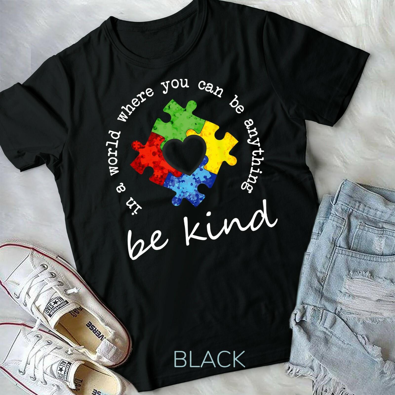 In A World Where You Can Be Anything Be Kind Autism Puzzle T-shirt XXXL