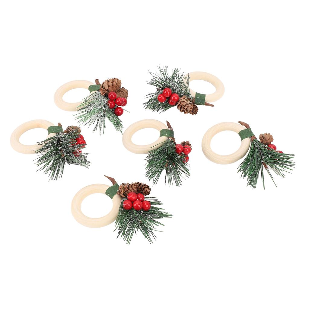 6pcs Pine Cone Napkin Ring Xmas Table Decoration Pine Cones Xmas Napkin Holder for Xmas Wedding Birt