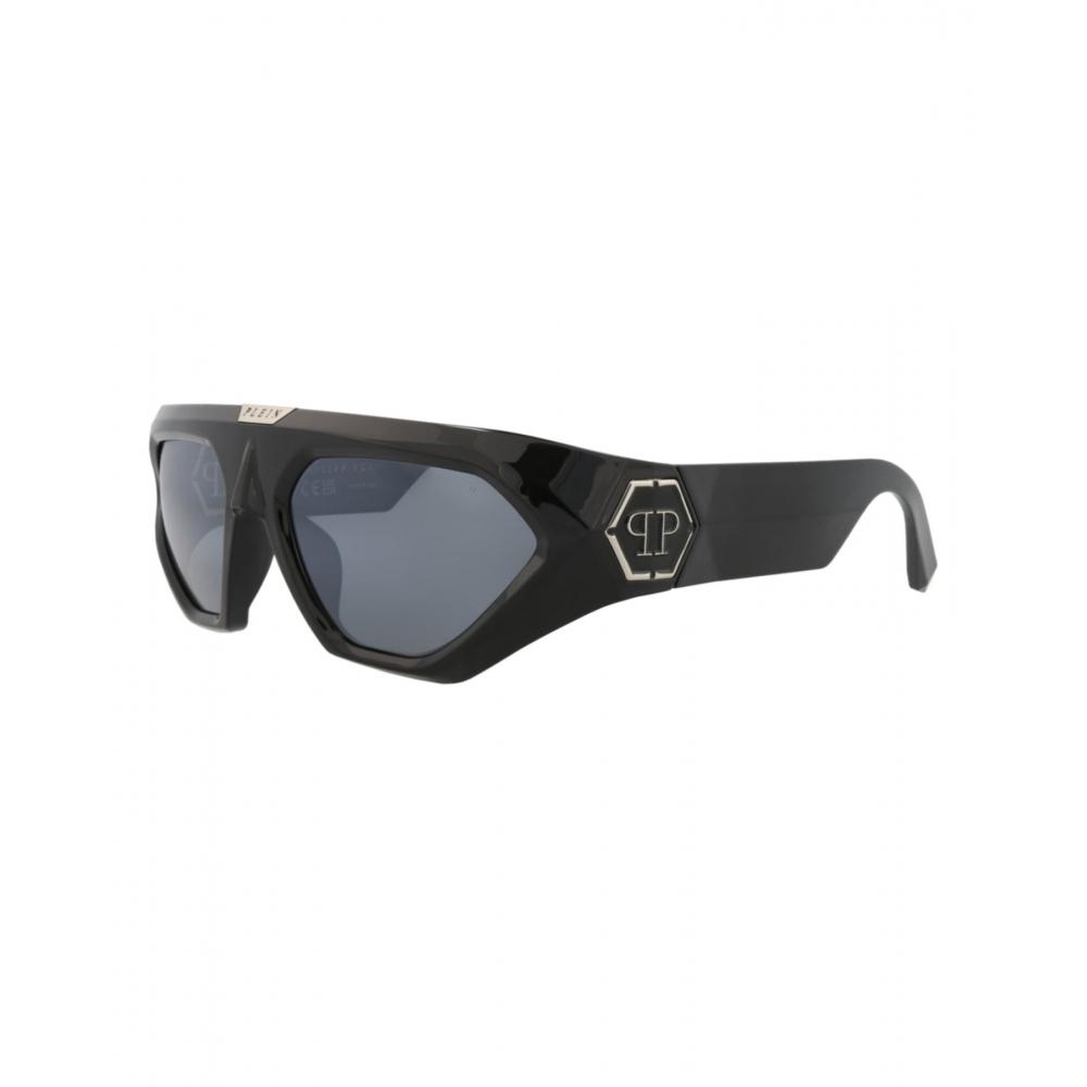 Philipp Plein Nylon Sunglasses Black Black Silver Shield Frame