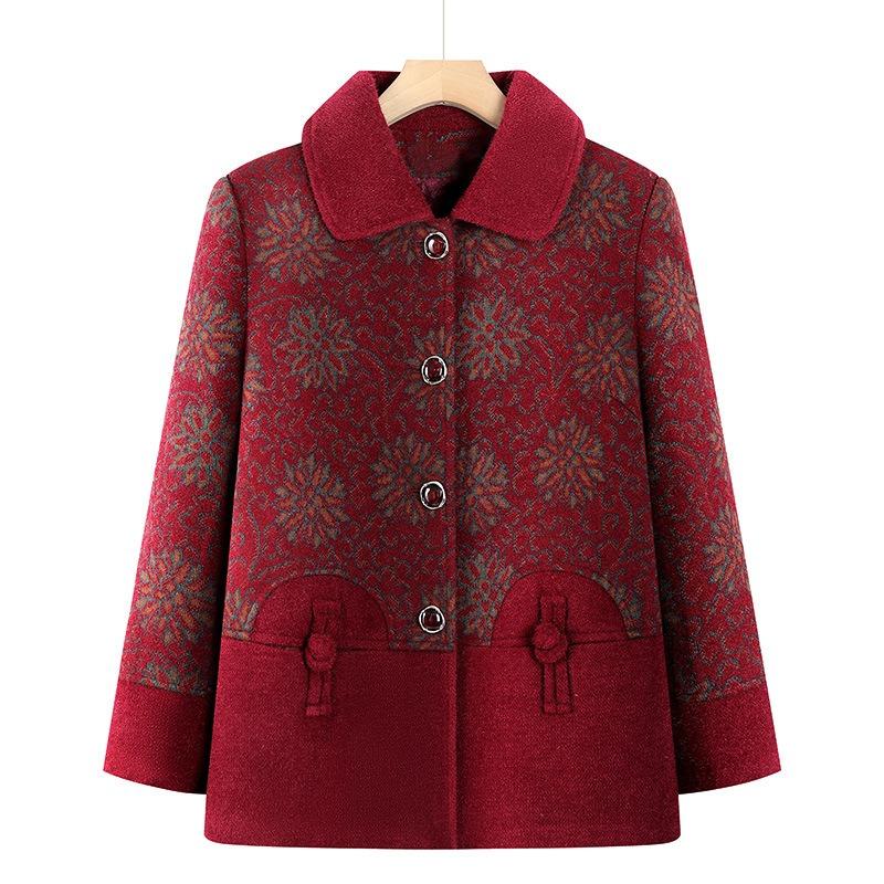 Winter Velvet Thick Coat Old Lady Warm Square Collar Wearing Cotton-padded Clothes Women