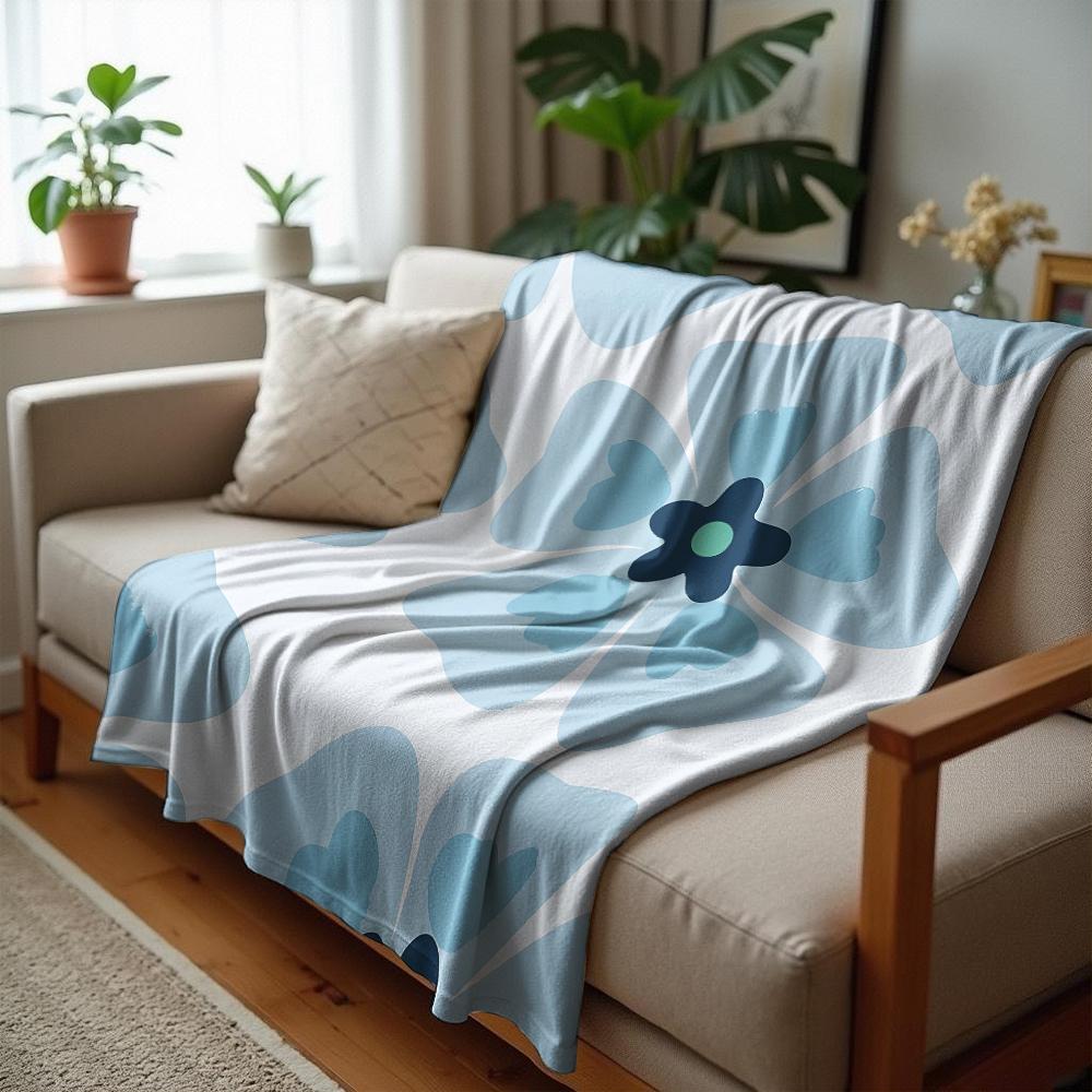 Turquoise Sunlit Sea Surface Cartoon Anime Print Flannel Blanket Soft Warm Throw for Kids Bedroom Sofa Christmas Office Car