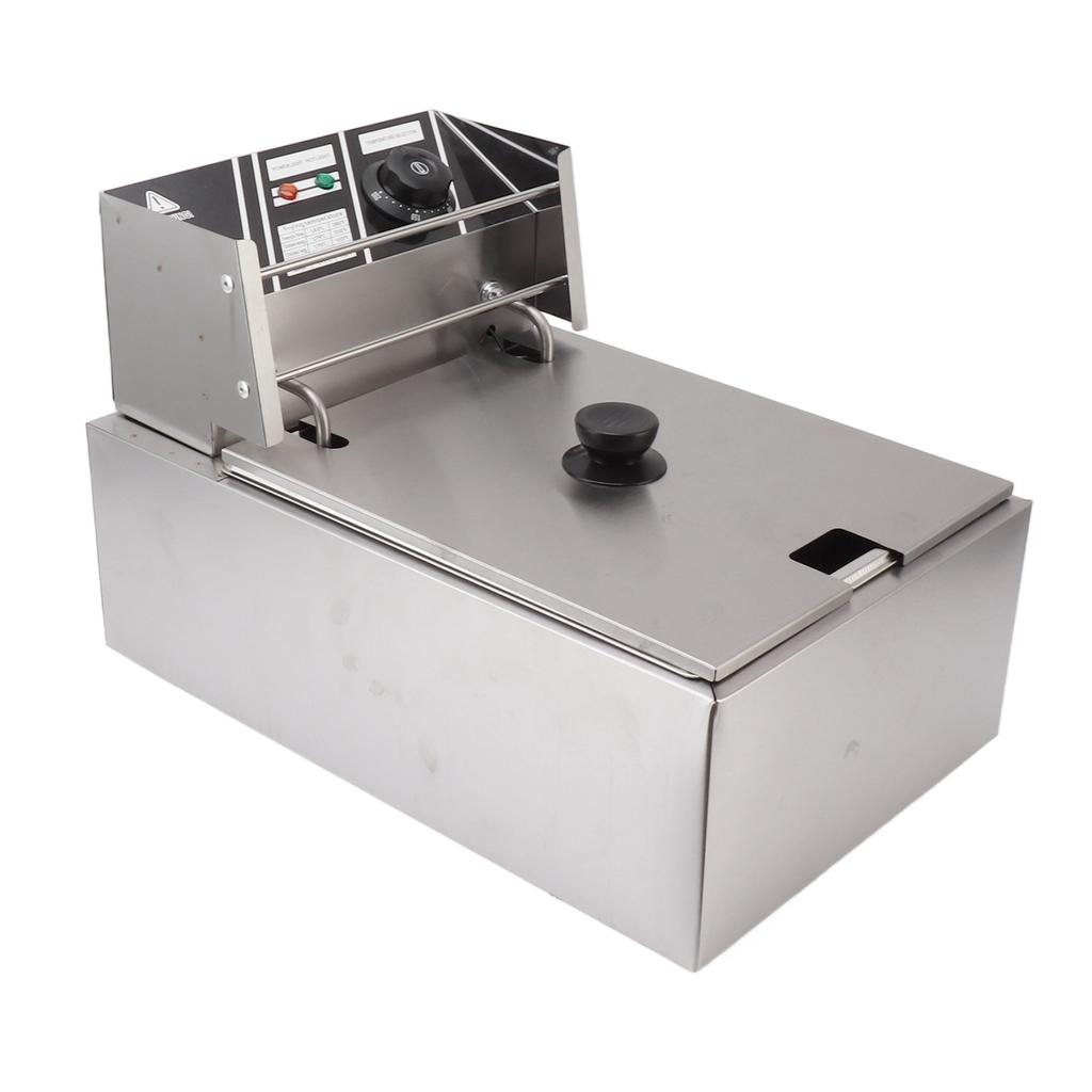 Electric Deep Fryer Stainless Steel Single Cylinder Single Sieve 6L Electric Immersion Deep Fryer