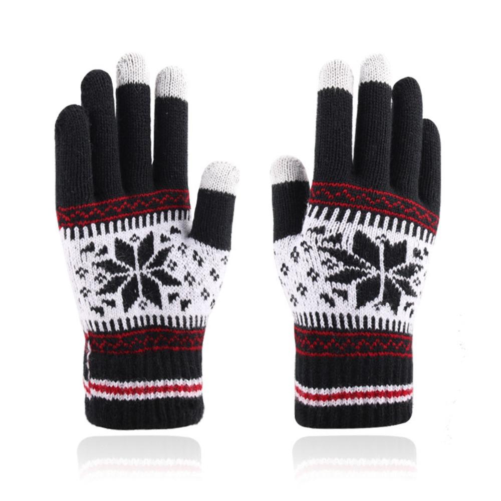 Touch Screen Winter Knitted Gloves Thickened Skiing Gloves High Quality Full Finger Mittens Winter