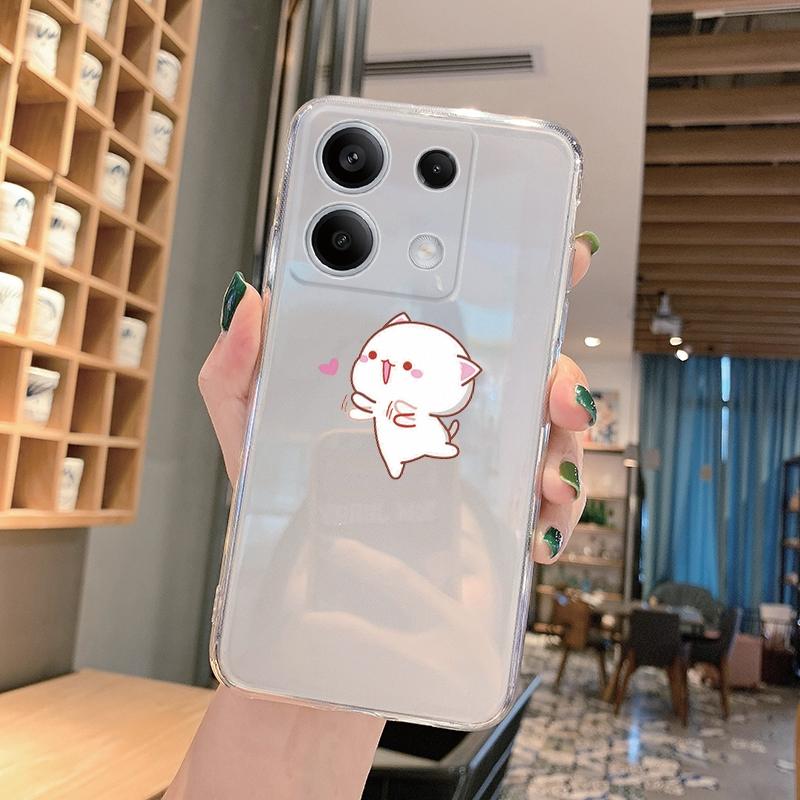 Měkké silikonové průhledné pouzdro s kresleným vzorem pro Xiaomi Redmi Note 13 Pro Poco C65 Samsung A55 A35 M35 S24 iPhone Ochranný kryt proti nárazu