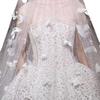 Mori Style White Butterfly Bridal Veil & Fishtail Wedding Dress with Pearl Headpiece